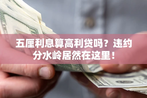 济南五厘利息算高利贷吗？违约分水岭居然在这里！